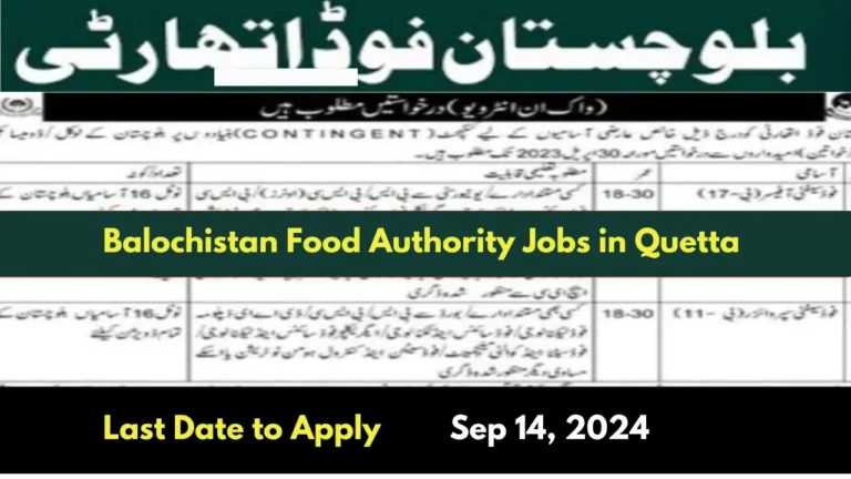 Balochistan Food Authority Jobs for Lab Technologist and Food Safety Supervisor