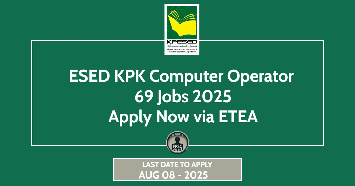 ESED KPK Computer Operator Jobs 2025 - Apply Now via ETEA